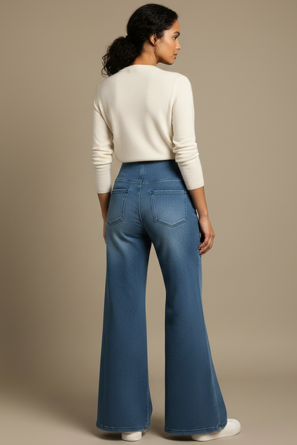 Pantalon Jupe Denim Large Bleu Taille Haute - Jean - vue 2