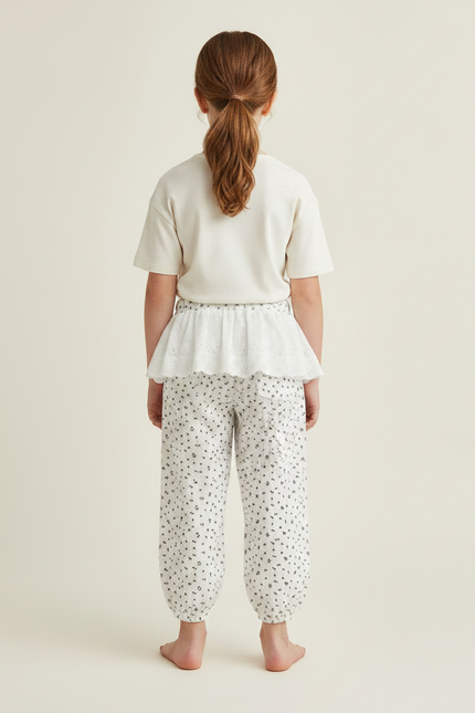Pantalon Jupe Blanc Imprimé Ample Confortable Enfant - Coton - vue 2