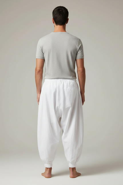 Pantalon Jupe Harem Blanc Coton Ample Homme - vue 2