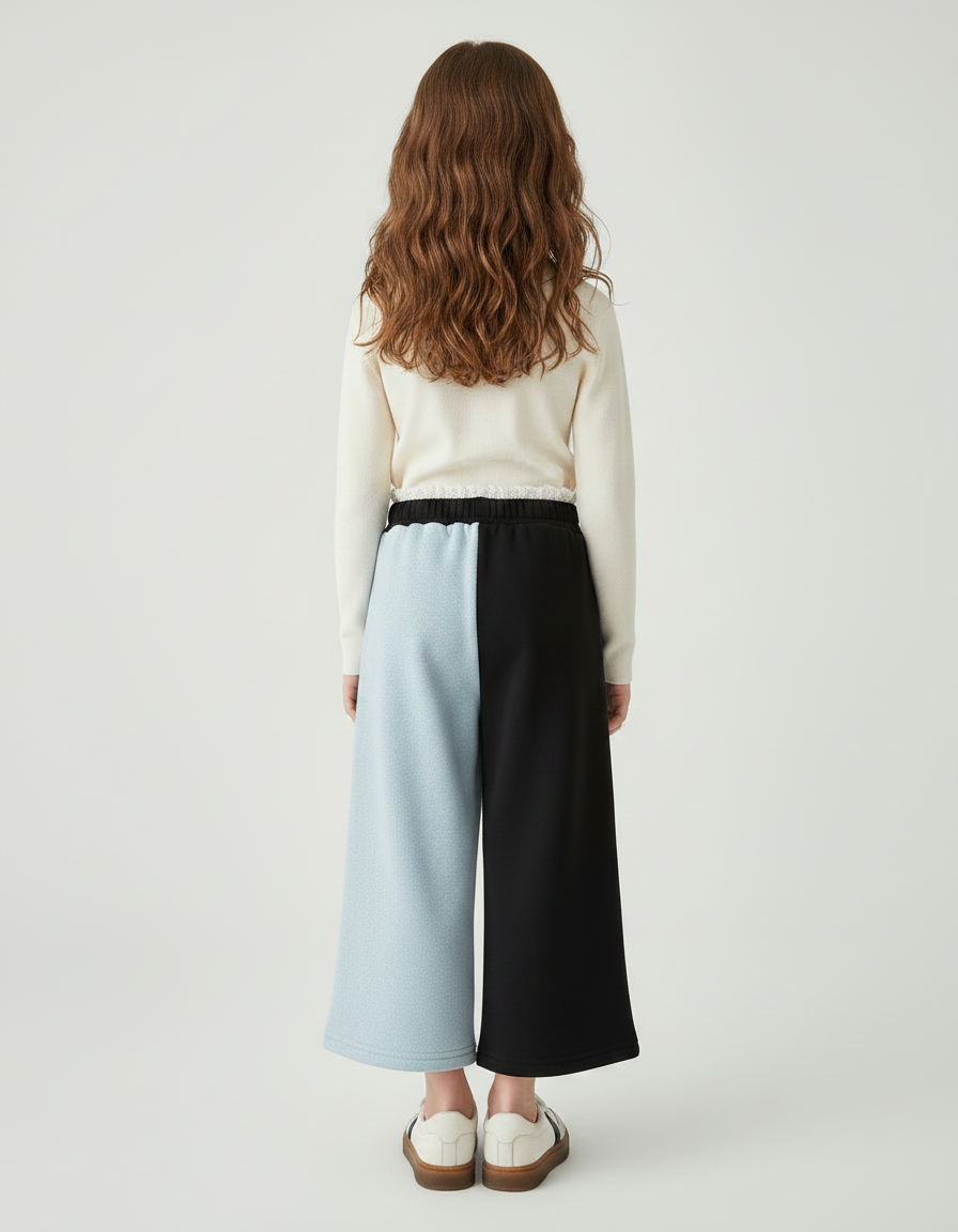 Pantalon Jupe Bicolore Évasé Chaud Hiver Enfant - Multicolore Molleton - vue 2