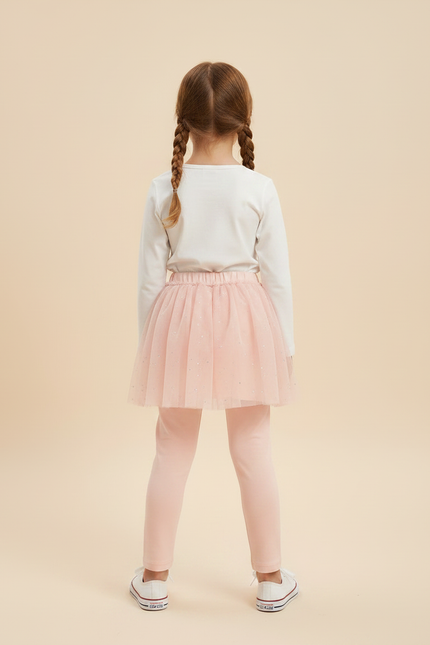 Pantalon Jupe Rose Tulle Pailleté Elsa Enfant - Coton - vue 2