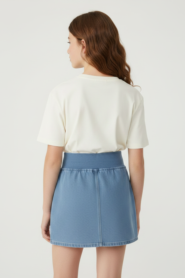 Pantalon Jupe Denim Bleu Élastique Enfant - Jean - vue 2