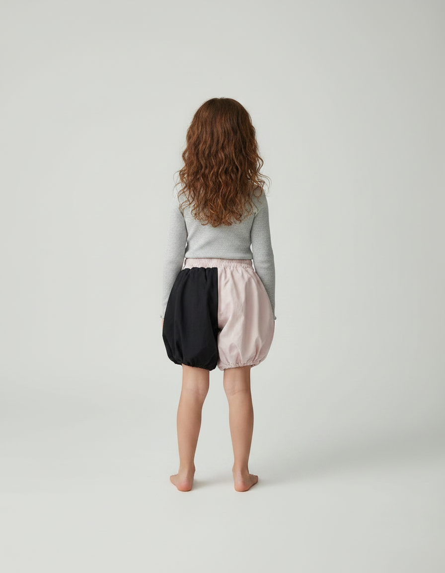 Pantalon Jupe Rose Volants Nœuds Bicolore Fille - Coton - vue 2