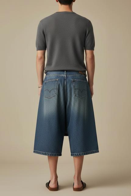 Pantalon Jupe Jean Bleu Ample Superposé Décontracté - vue 2