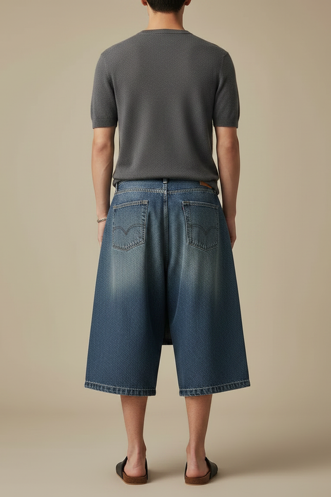 Pantalon Jupe Jean Bleu Ample Superposé Décontracté - vue 2