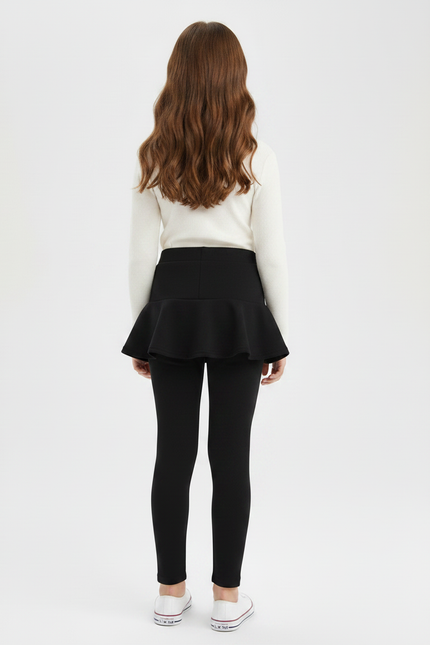 Pantalon Jupe Noir Volants Intégrés Coton Confortable - vue 2