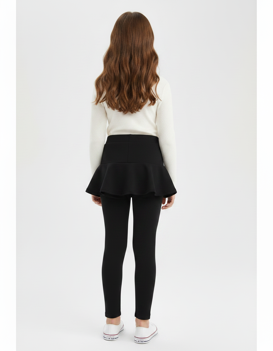 Pantalon Jupe Noir Volants Intégrés Coton Confortable - vue 2