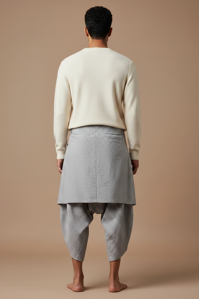 Pantalon Jupe Ethnique - Gris Coton - vue 2