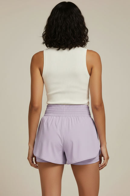 Pantalon Jupe Violet Smocké Fluide Doublé Sportif - Polyester - vue 2