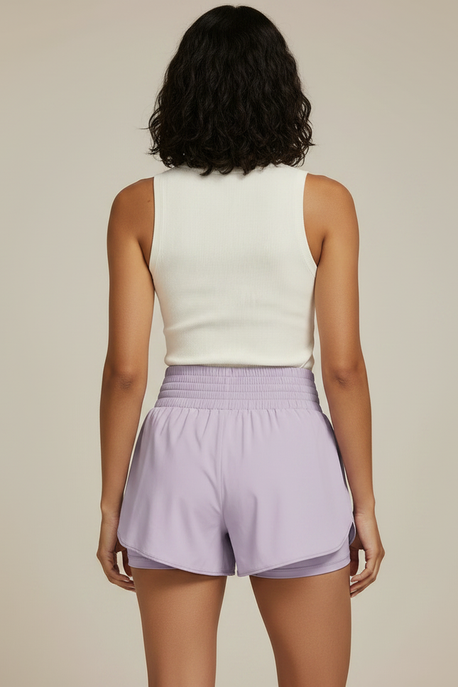 Pantalon Jupe Violet Smocké Fluide Doublé Sportif - Polyester - vue 2