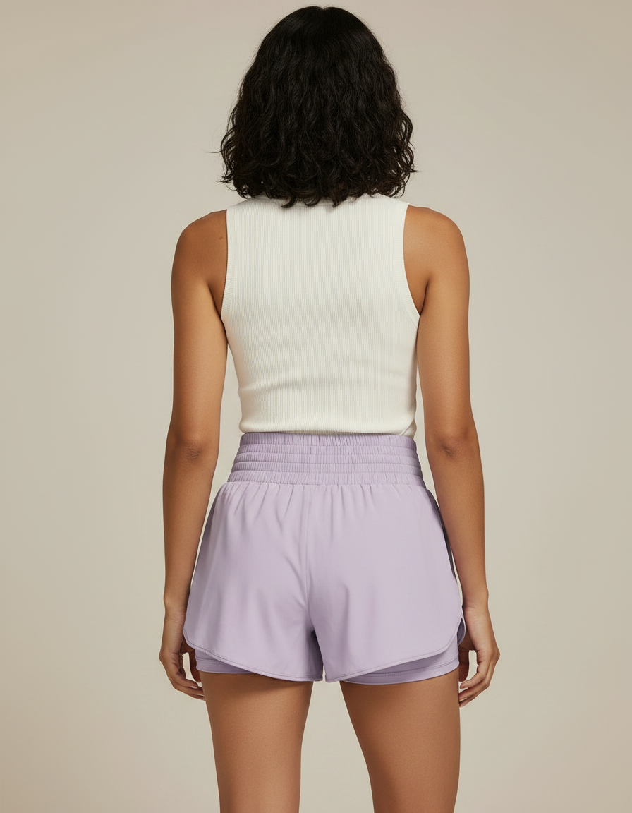 Pantalon Jupe Violet Smocké Fluide Doublé Sportif - Polyester - vue 2
