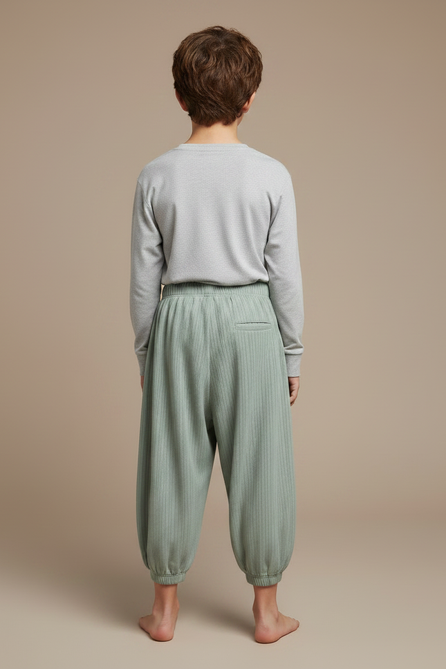 Pantalon Jupe Vert Côtelé Ample Élastique Confortable - Cordé - vue 2
