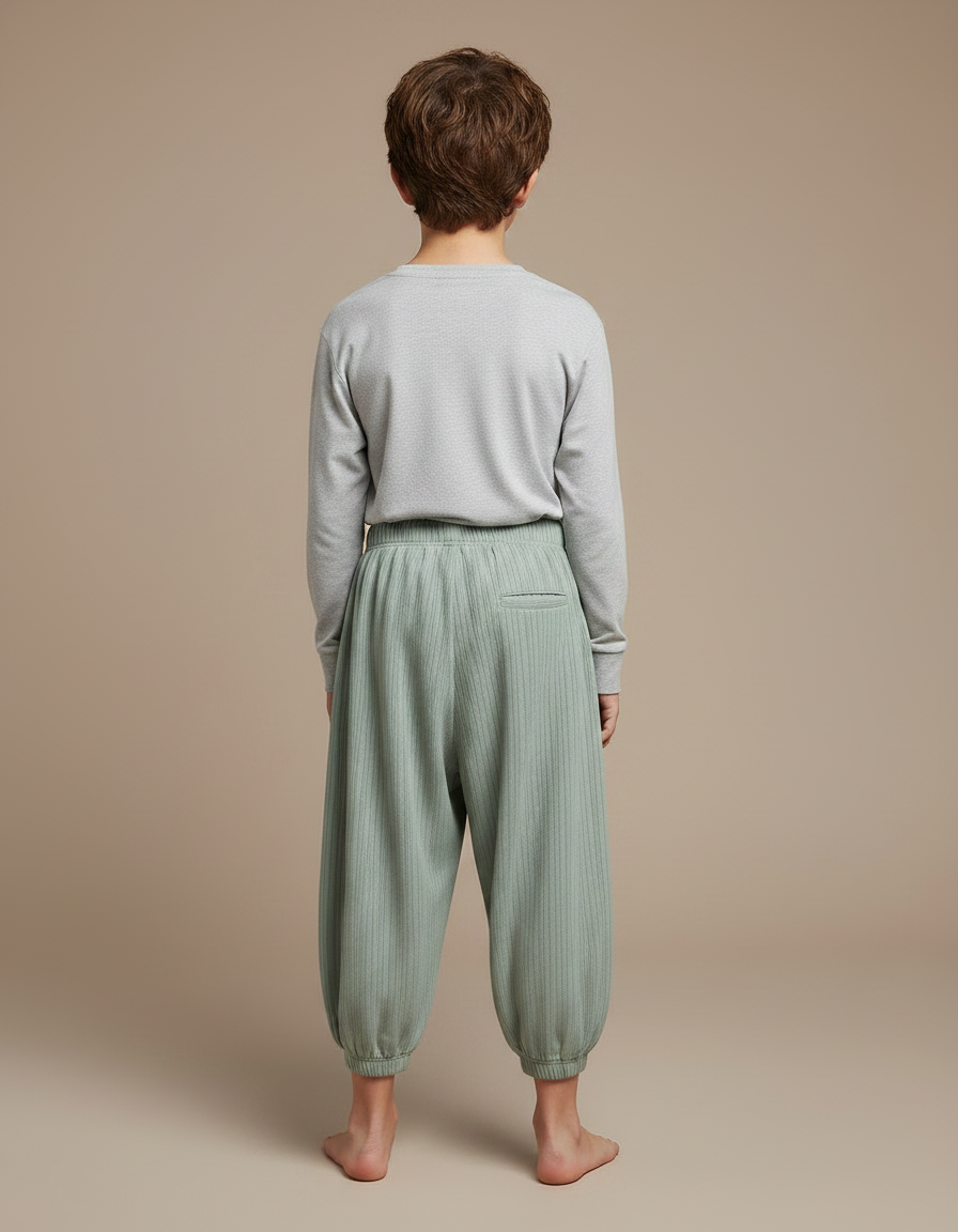 Pantalon Jupe Vert Côtelé Ample Élastique Confortable - Cordé - vue 2
