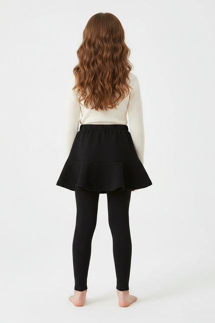 Pantalon Jupe Noir Volants Intégrés Coton Fille - Molleton - vue 2