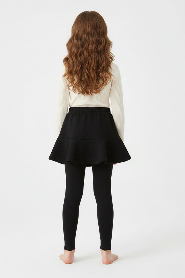 Pantalon Jupe Noir Volants Intégrés Coton Fille - Molleton - vue 2