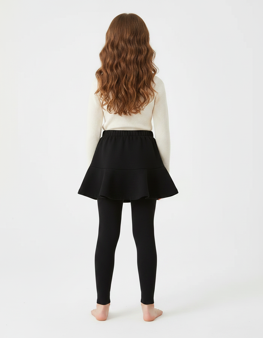 Pantalon Jupe Noir Volants Intégrés Coton Fille - Molleton - vue 2