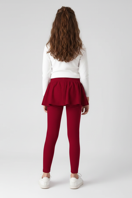 Pantalon Jupe Rouge Côtelé Fille Volants Confortable - Cordé - vue 2