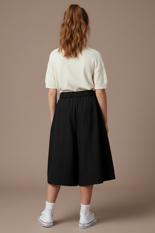 Pantalon Jupe Noir Ample Élégant Décontracté Enfant - Gabardine - vue 2