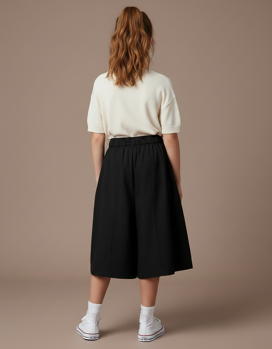 Pantalon Jupe Noir Ample Élégant Décontracté Enfant - Gabardine - vue 2