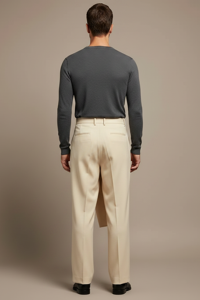 Pantalon Jupe Beige Asymétrique Droit Élégant Homme - Gabardine - vue 2