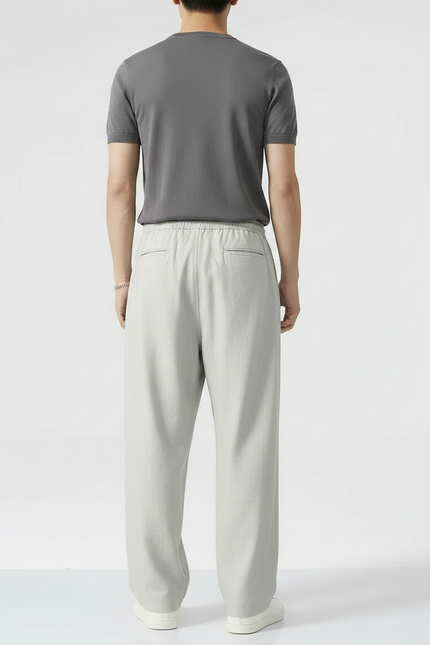 Pantalon Jupe Gris Clair Ample Coton Lin Décontracté - vue 2