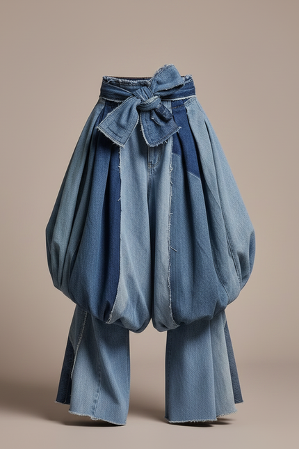 Pantalon Jupe Denim Bleu Ample Bouffant Enfant - Jean - vue 3