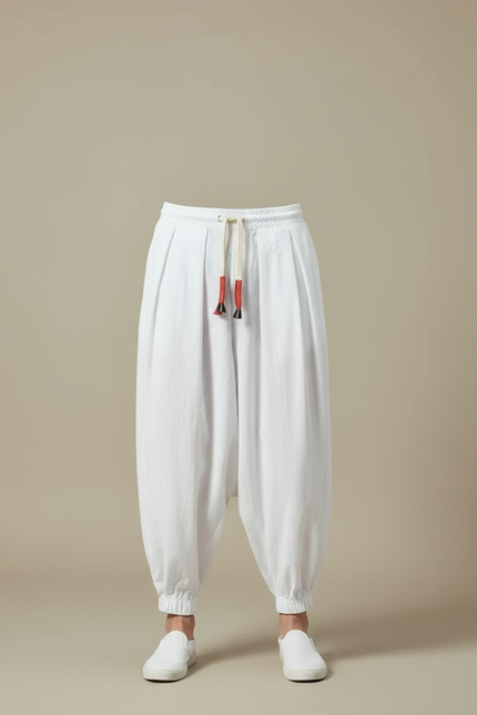 Pantalon Jupe Blanc Ample Sarouel Coton Décontracté - vue 3