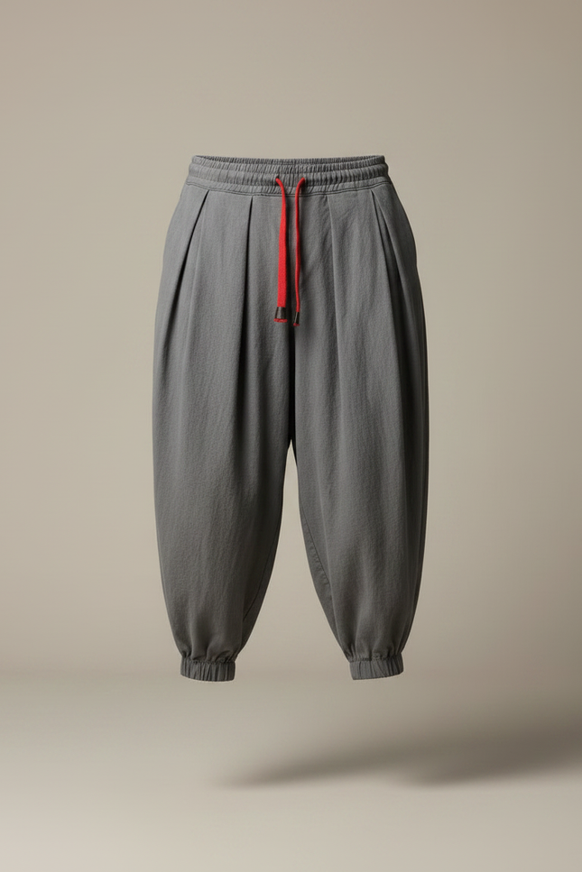 Pantalon Jupe Ample Coton Lin Gris Plissé - vue 3
