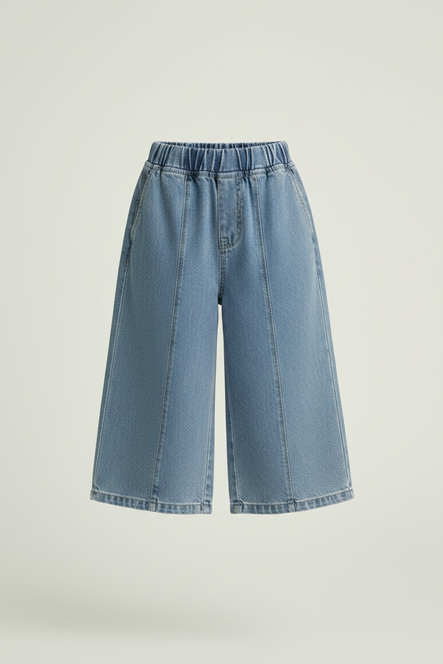 Pantalon Jupe Denim Bleu Ample Décontracté Enfant - Jean - vue 3