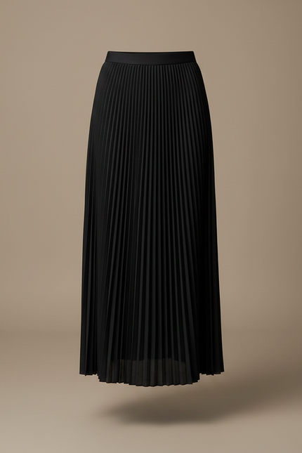 Pantalon Jupe Noir Plissé Long Évasé Élégant - Polyester - vue 3