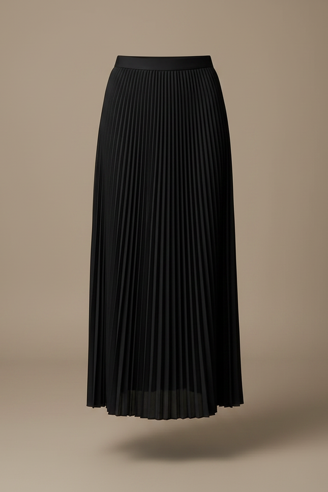 Pantalon Jupe Noir Plissé Long Évasé Élégant - Polyester - vue 3