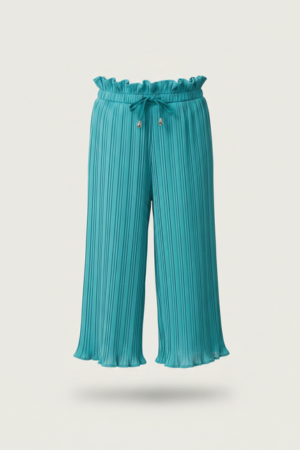 Pantalon Jupe Plissé Turquoise Ample Fille Décontracté - Bleu Polyester - vue 3