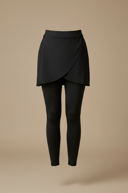Pantalon Jupe Noir Uni Crossover Élégant Femme - Polyester - vue 3