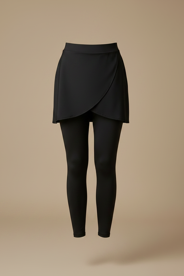 Pantalon Jupe Noir Uni Crossover Élégant Femme - Polyester - vue 3