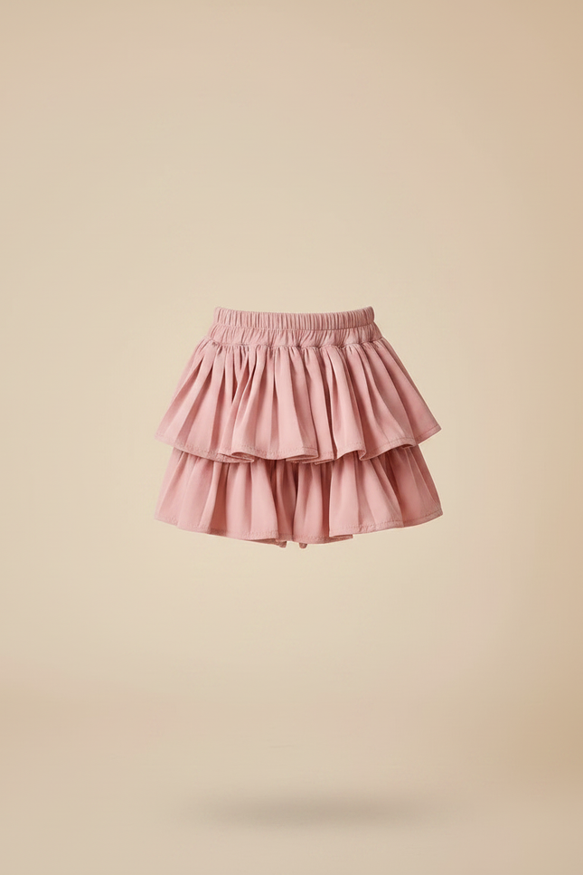 Pantalon Jupe Rose Volants Mignon Plissé Enfant - Coton - vue 3