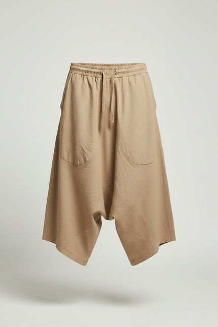 Pantalon Jupe Ample Coton Lin Beige Homme - vue 3