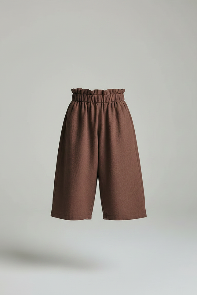 Pantalon Jupe Marron Ample Coton Élastique Enfant - Molleton - vue 3