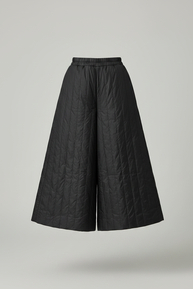 Pantalon Jupe Noir Matelassé Ample Hiver Décontracté - Polyester - vue 3
