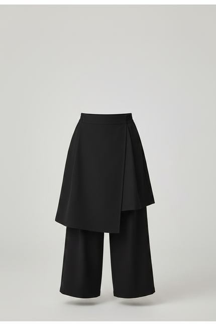 Pantalon Jupe Noir Ample Asymétrique Garçon Moderne - Polyester - vue 3