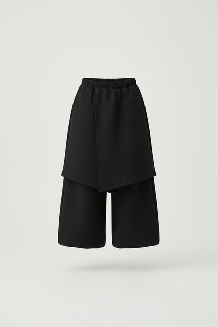 Pantalon Jupe Noir Ample Molletonné Épais Garçon - vue 3