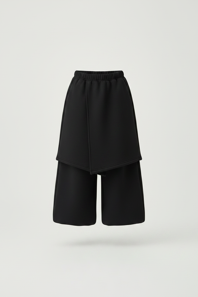 Pantalon Jupe Noir Ample Molletonné Épais Garçon - vue 3