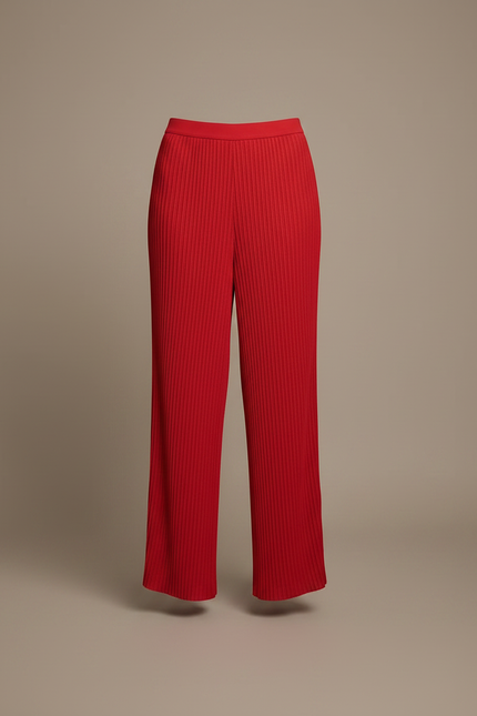 Pantalon Jupe Plissé Rouge Fluide Ample Élégant - Maille - vue 3