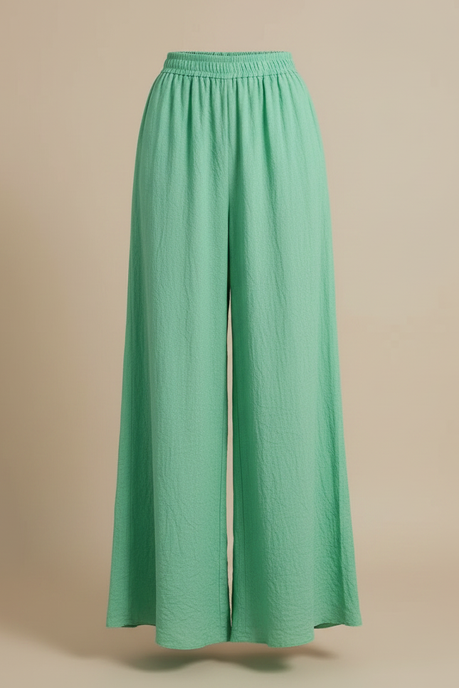 Pantalon Jupe Vert Menthe Ample Lin Coton Fluide - vue 3