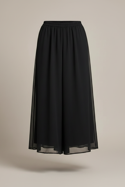 Pantalon Jupe Noir Long Fluide Décontracté Élégant - Polyester - vue 3