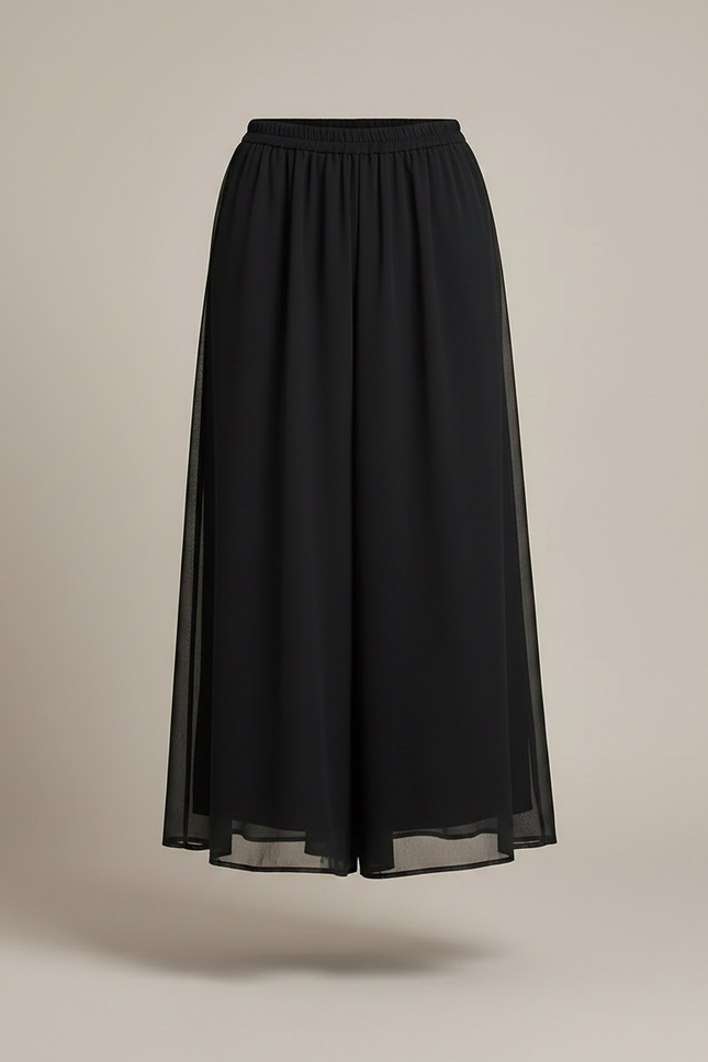 Pantalon Jupe Noir Long Fluide Décontracté Élégant - Polyester - vue 3