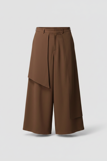 Pantalon Jupe Marron Ample Fluide Déstructuré Homme - Polyester - vue 3