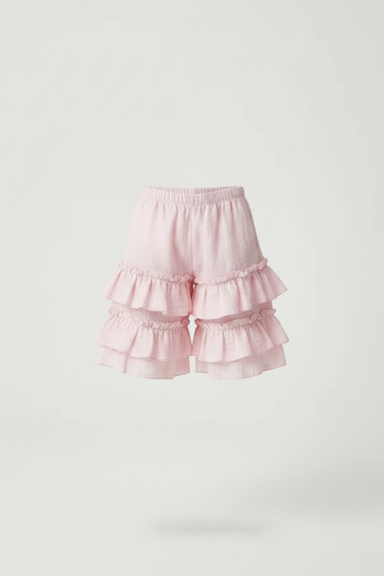 Pantalon Jupe Rose Volants Ample Coton Enfant - Lin - vue 3
