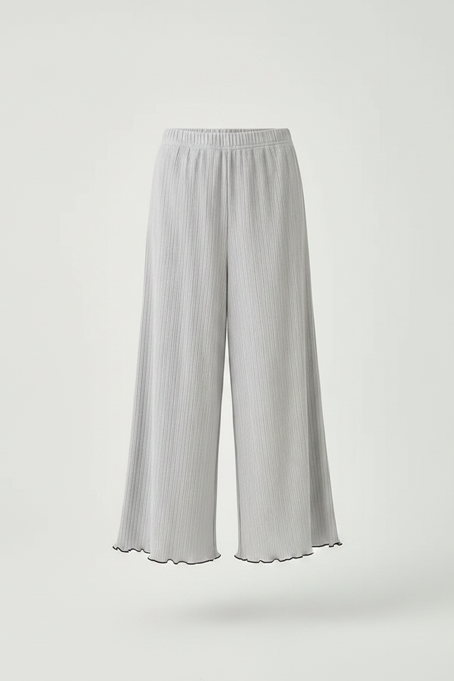 Pantalon Jupe Gris Plissé Ondulé Ample Fille - Polyester - vue 3