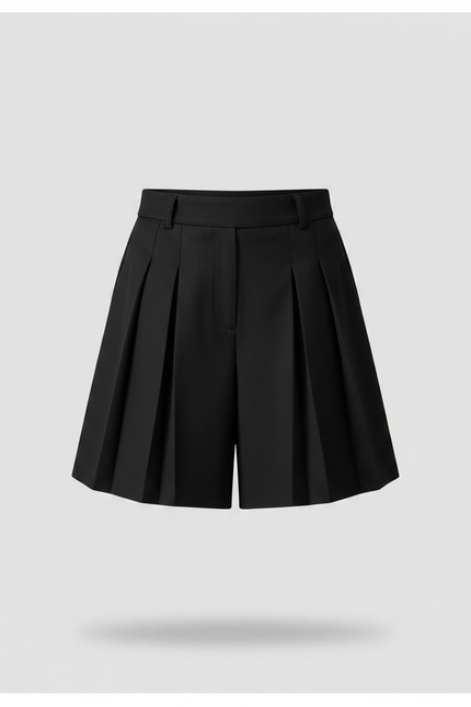 Pantalon Jupe Noir Plissé Ceinturé Fille Élégant - Polyester - vue 3