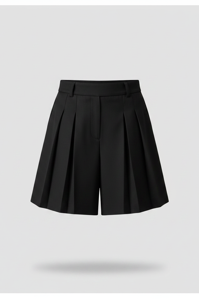 Pantalon Jupe Noir Plissé Ceinturé Fille Élégant - Polyester - vue 3